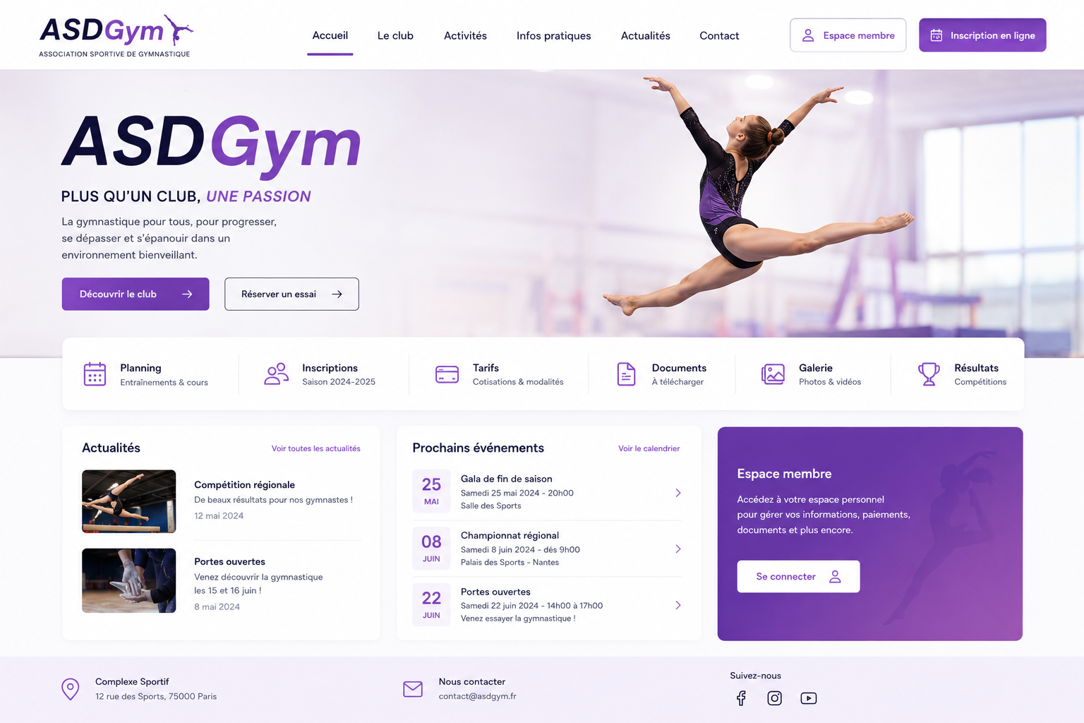 Maquette du site ASDGym